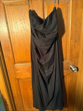Forever 21 Black Strapless Draped linen Dress